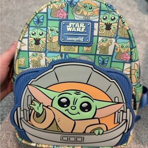 Loungefly Star Wars Baby Yoda Green and Blue Backpack
